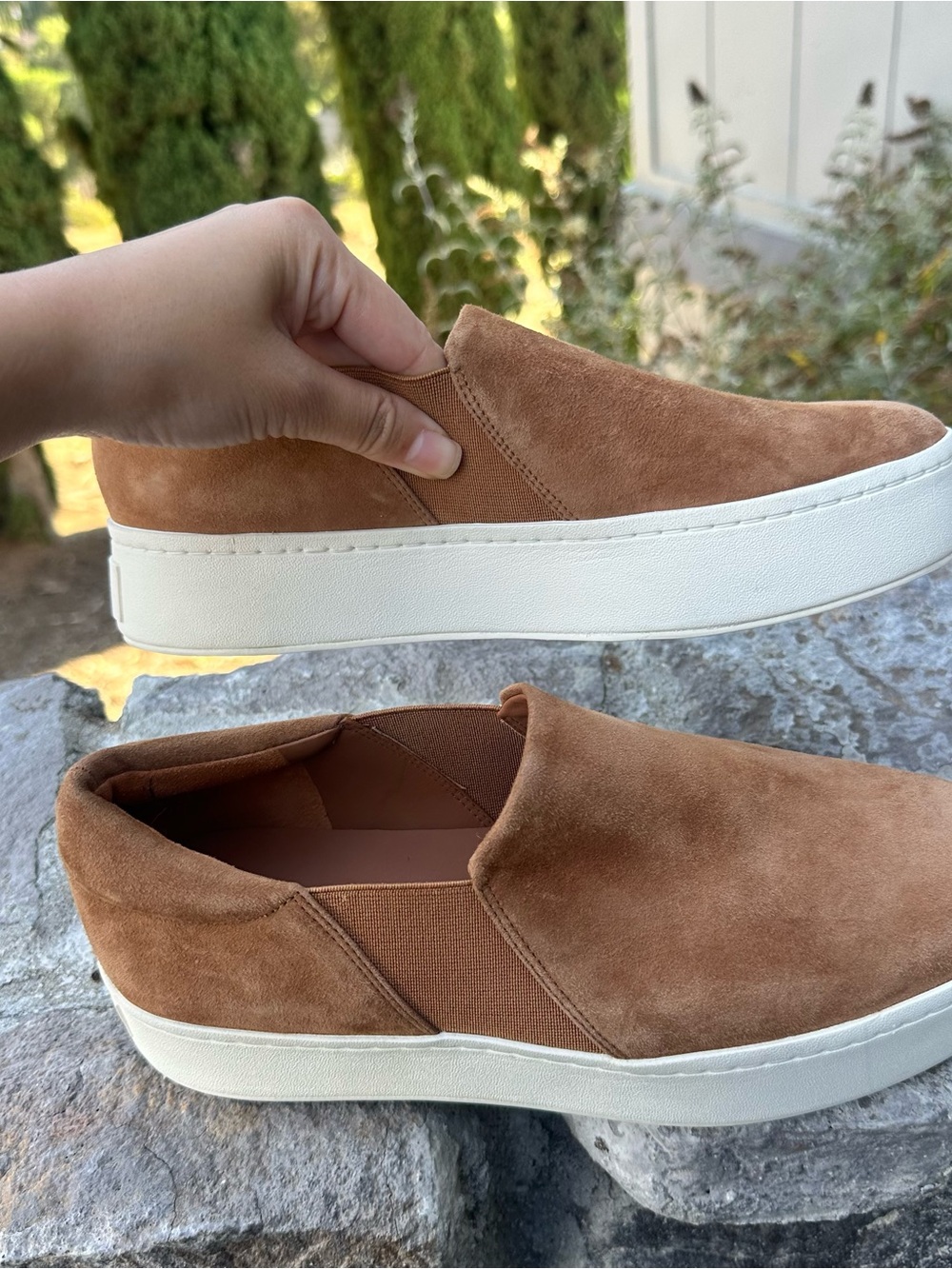 Vince Tan Suede Warren Platform Slip on Sneaker - Picture 2 of 4